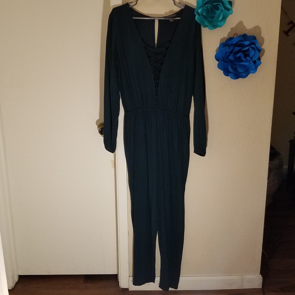Dark green long sleeve jumpsuit